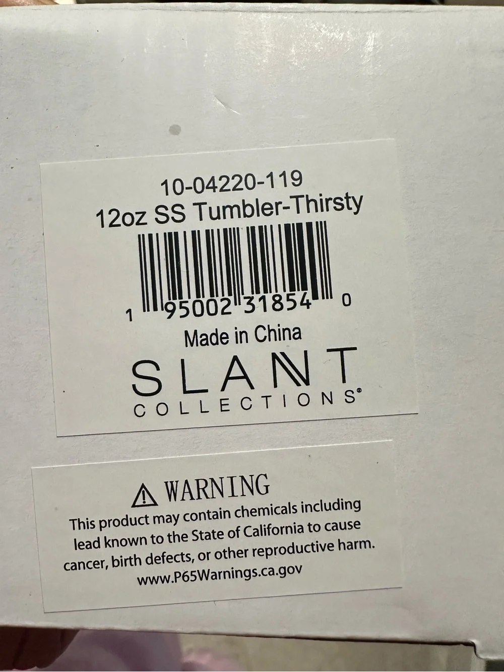 Slant Stainless Steel “Thirsty” Tumbler - NIB